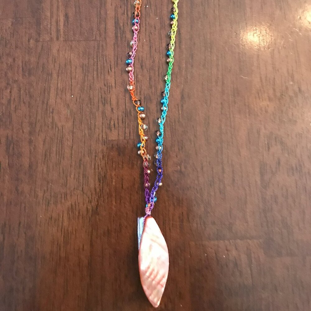 Rainbow necklace with shell pendant